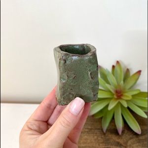 Cute Speckled Green Studio Pottery Bud Vase